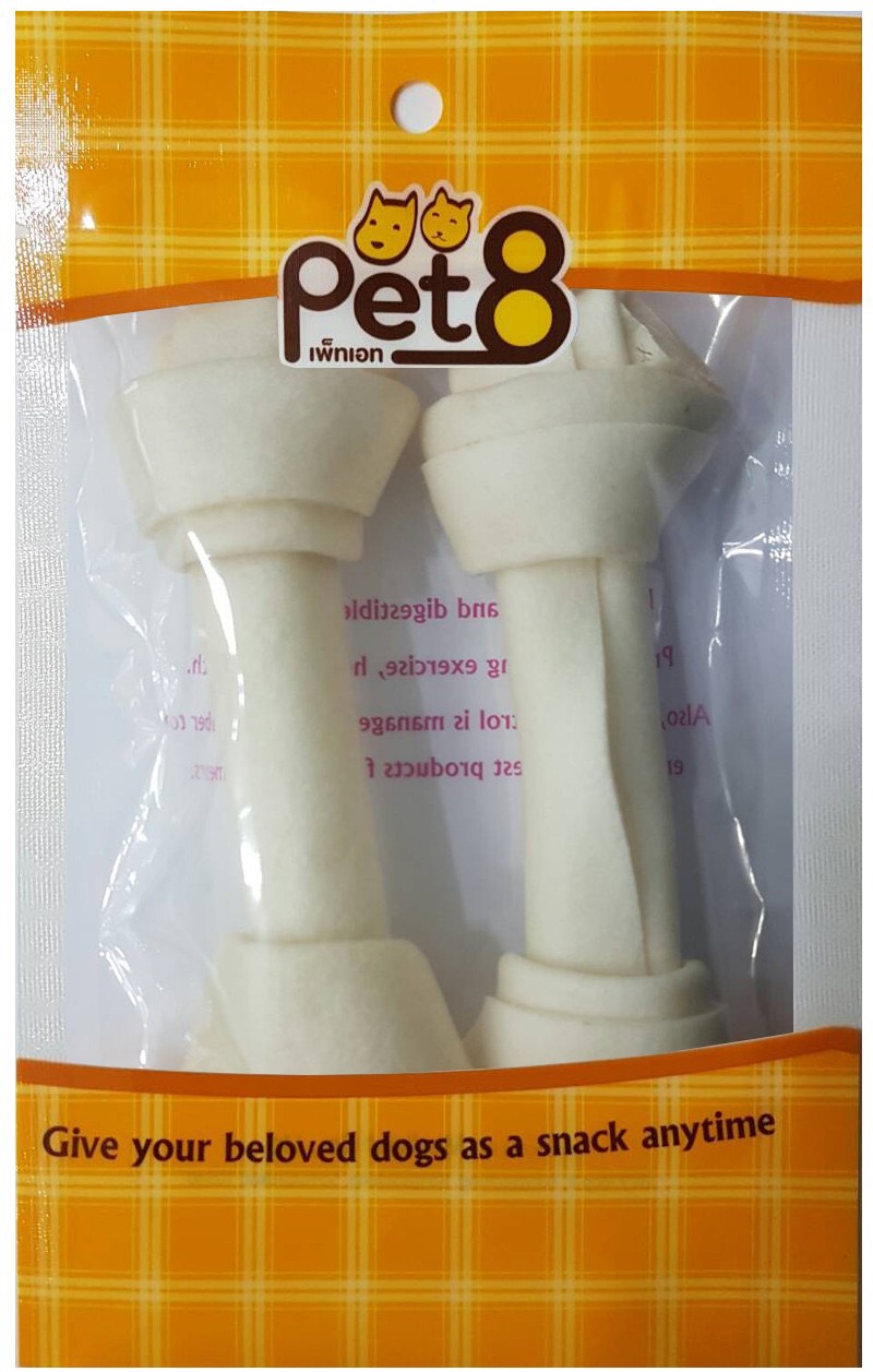 Pet8 HS06 White Bone Rawhide 5-5.5" 2pcs