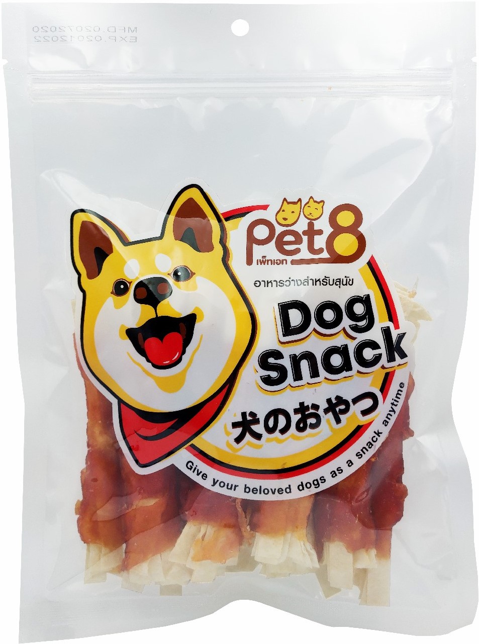 Pet8 JJA13 Fish Mini Strap Wrapped Chicken Jerky - Cá Khô Gà Quấn Sợi Cá Lớn 170G