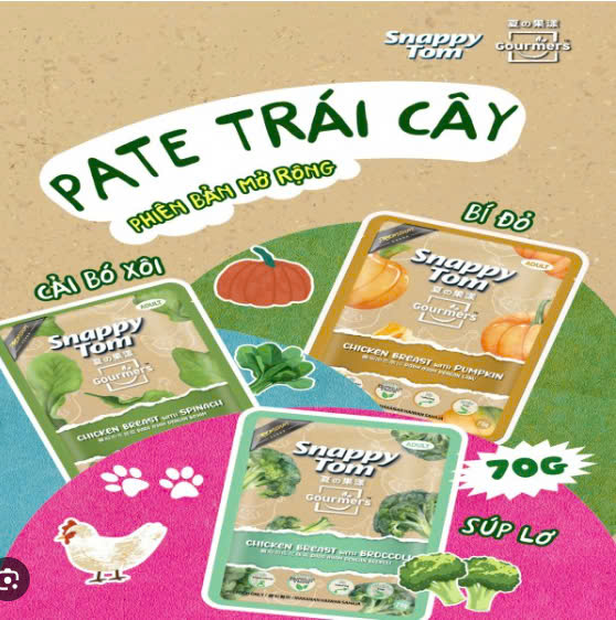 Pate Mèo Snappy Tom Cá Ngừ Mix Trái Cây - Rau Củ 70g 11 VỊ