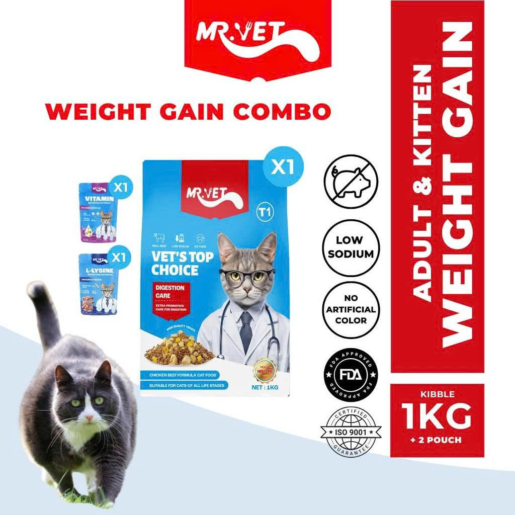 THỨC ĂN HẠT MR. VET CHO MÈO 1KG NHIỀU VỊ