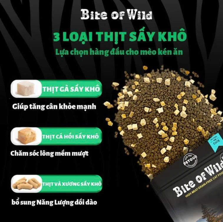 BITE OF WILD – THỨC ĂN KHÔ CAO CẤP CHO MÈO CÓ TOPPING 1KG