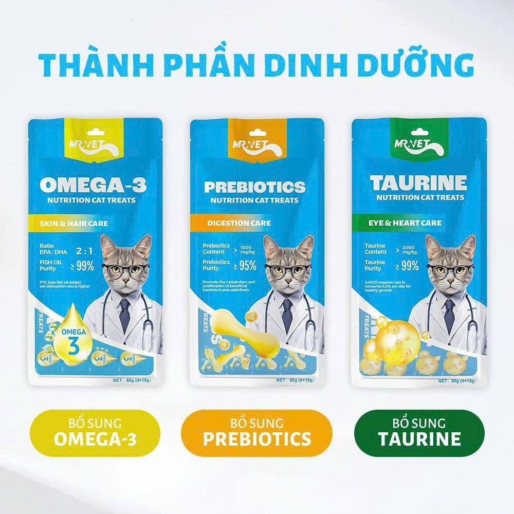 SÚP THƯỞNG MR. VET CHO MÈO 60G ( 4 THANH X 15G)