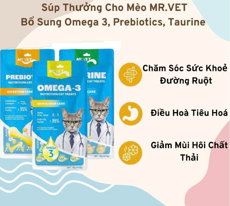 SÚP THƯỞNG MR. VET CHO MÈO 60G ( 4 THANH X 15G)