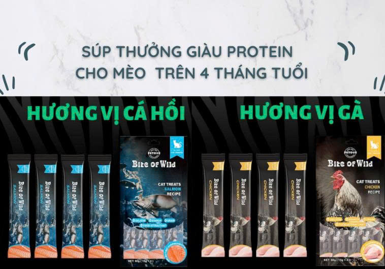 SÚP THƯỞNG BITE OF WILD CHO MÈO 60G ( 4 THANH x 15G )