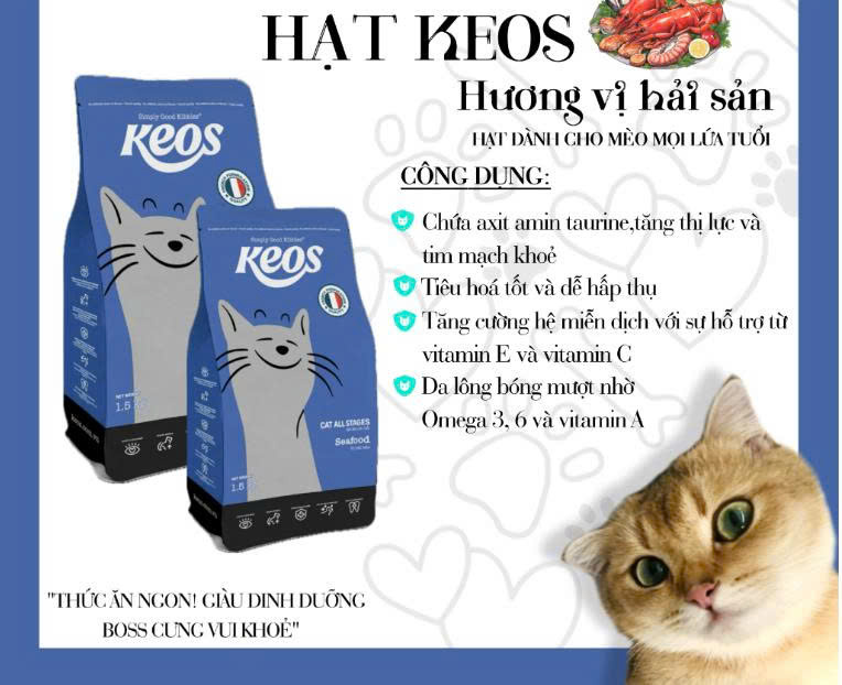 Thức Ăn Hạt Cho Mèo Mọi Lứa Tuổi Nhiều Hương Vị KEOS 350G
