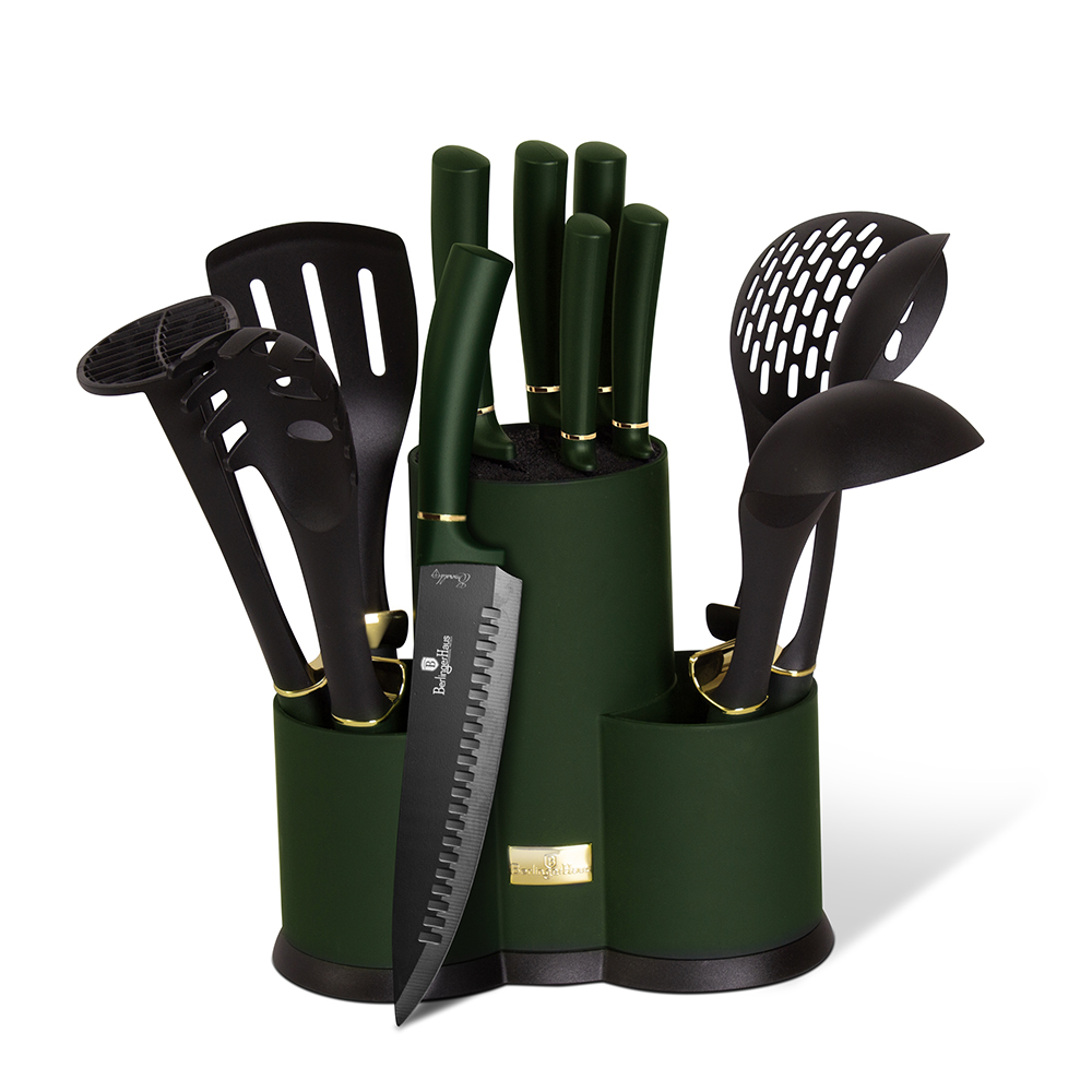 Bộ dao và dụng cụ nấu ăn Berlinger Haus BH/6250NA – Emerald collection xanh  lục