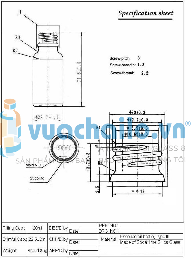 Chai tinh dầu màu nâu 20ml