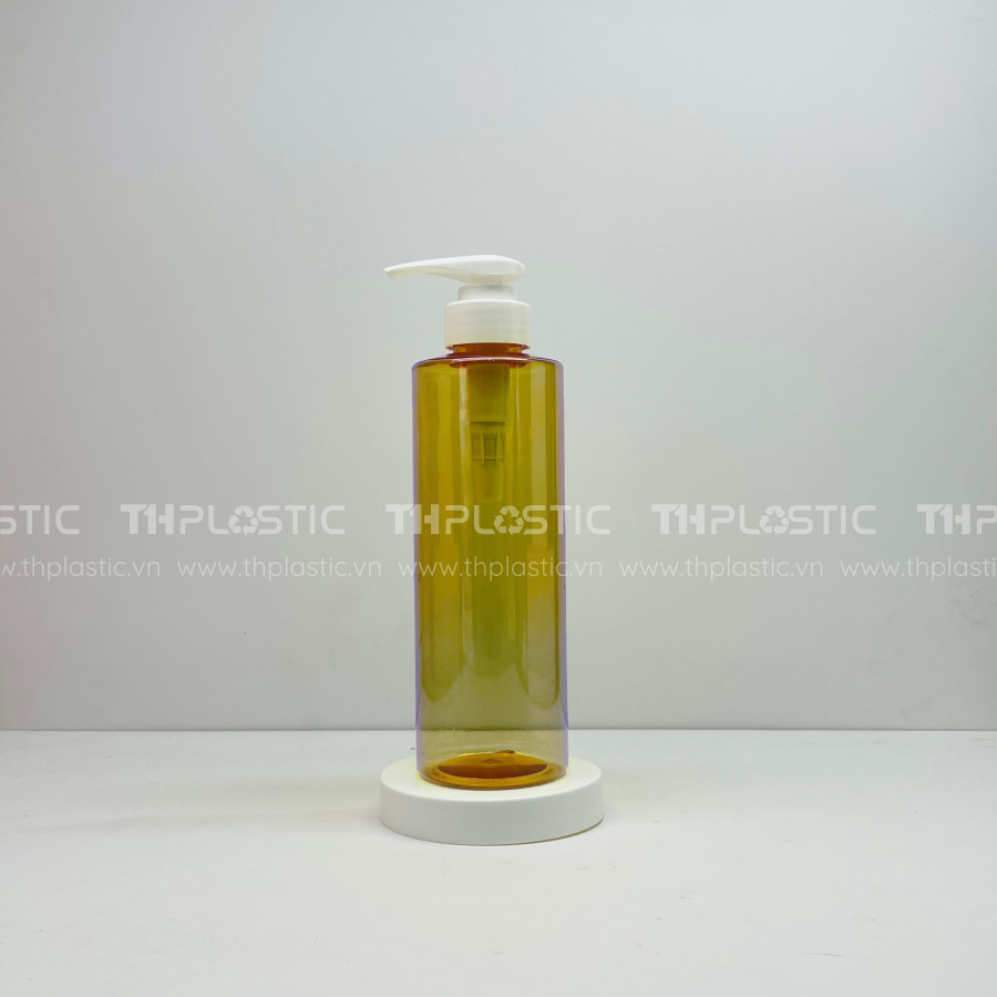 Chai nhựa pet đựng dầu gội dáng trụ trong suốt