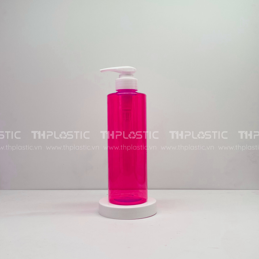 Chai nhựa pet đựng dầu gội dáng trụ trong suốt