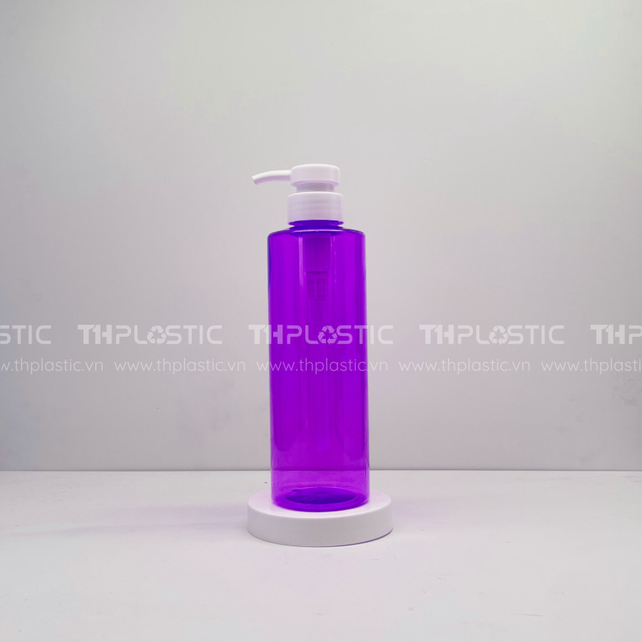 Chai nhựa pet đựng dầu gội dáng trụ trong suốt