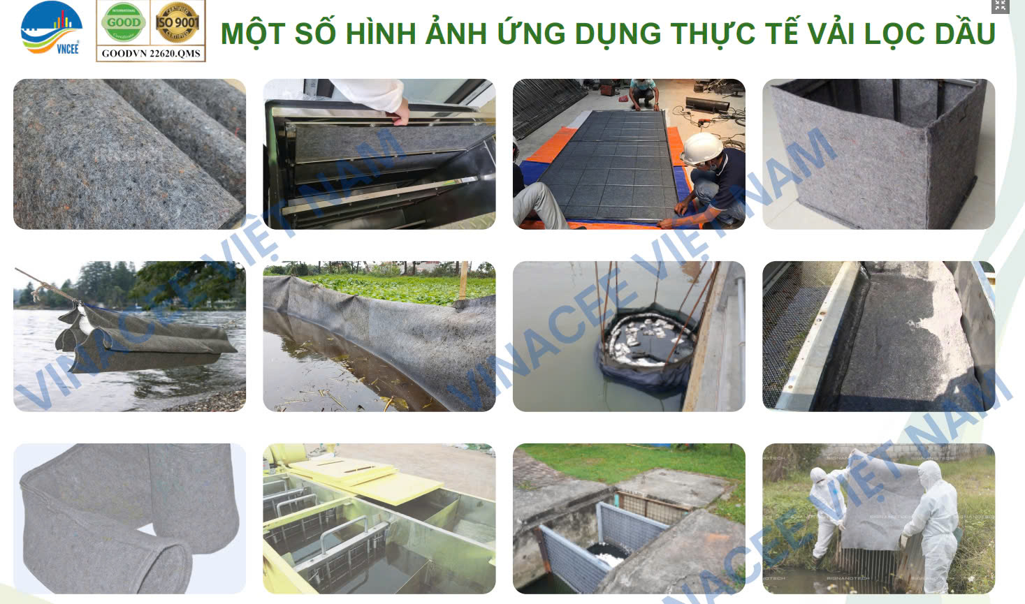 Ứng dụng vải lọc dầu vinacee