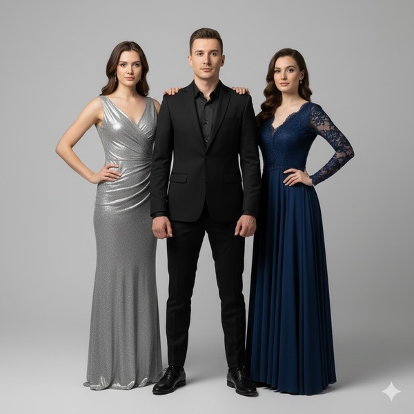 Ảnh 3 người với tạo dáng đối xứng