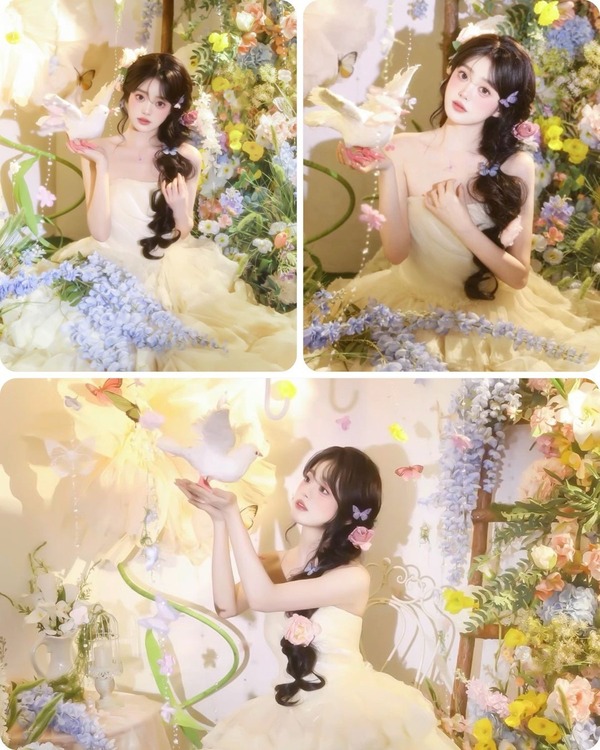 Bộ ảnh sinh nhật Em, hoa và lá xanh