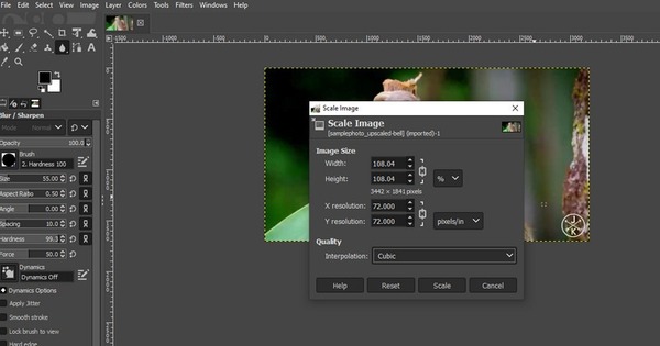 Truy cập công cụ thay đổi kích thước ảnh
