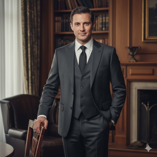 Tay đặt nhẹ lên lưng ghế: Tạo sự kết nối với bối cảnh xung quanh.