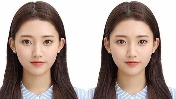 Phông nền chụp ảnh thẻ cho nữ với tạo hình tóc dài xõa 2 bên