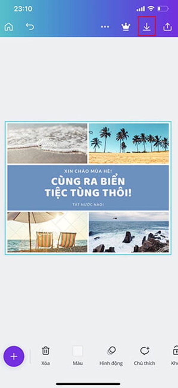 Tải ảnh ghép xuống sau khi đã hoàn thành