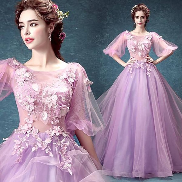 Mẫu ảnh váy cưới màu tím được nhiều cô gái yêu thích