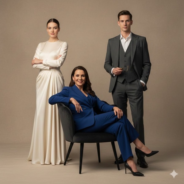 Chụp ảnh 3 người với dáng ngồi , đứng kết hợp