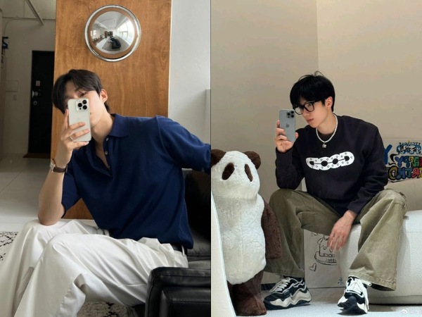 Tạo dáng ngồi ghế chụp ảnh trước gương cho nam