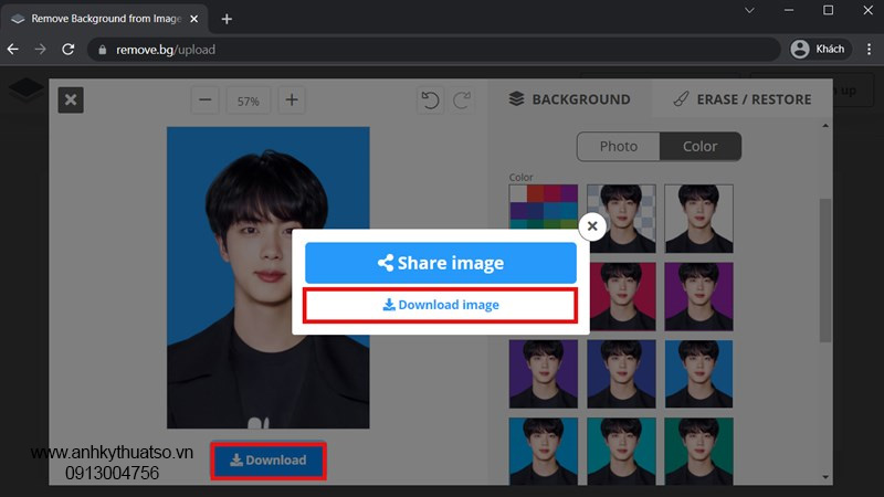Chọn Download image để tải ảnh về