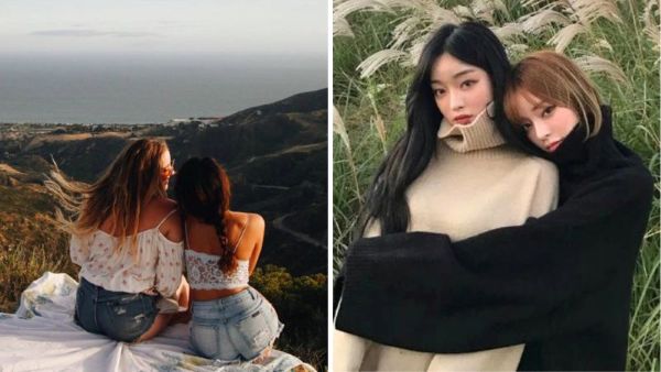 Tạo dáng đôi bàn tay tựa vai nhau