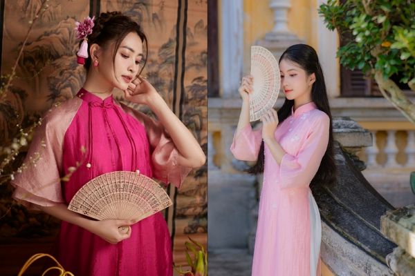 Chụp ảnh áo dài với quạt