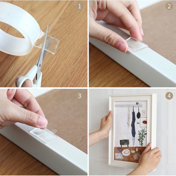 Các bước treo ảnh lên tường với keo dán 2 mặt