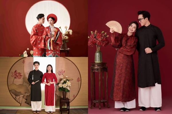 Chụp ảnh Tết cặp đôi tại studio thường được ưa chuộng bởi sự chủ động về ánh sáng, bối cảnh