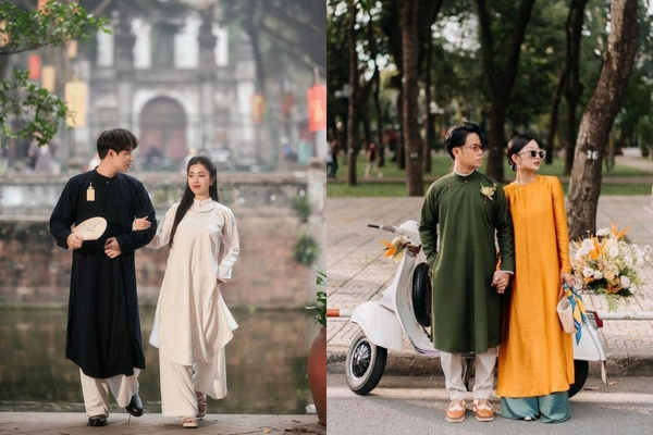 Kiểu tạo dáng truyền thống với áo dài giúp tôn vinh vẻ đẹp văn hóa Việt Nam trong dịp Tết