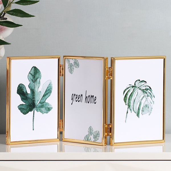 Mẫu khung 3 ảnh bằng kim loại sang trọng