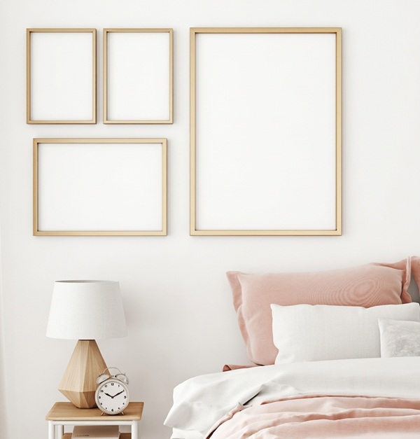 Bộ khung ảnh gỗ sáng 8 chiếc sắp xếp tự do trên đầu giường 