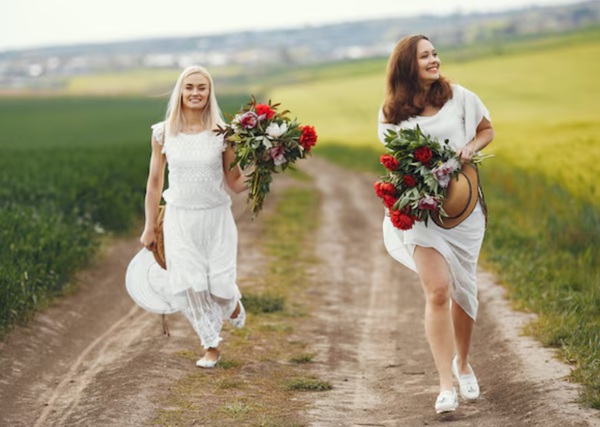 Tạo dáng với bó hoa theo phong cách tự nhiên đời thường