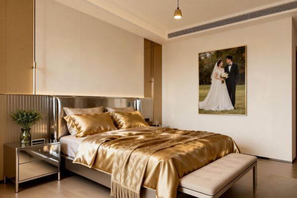 Vị trí đối diện cửa phòng ngủ giúp vợ chồng nhớ về khoảnh khắc hạnh phúc mỗi khi bước vào