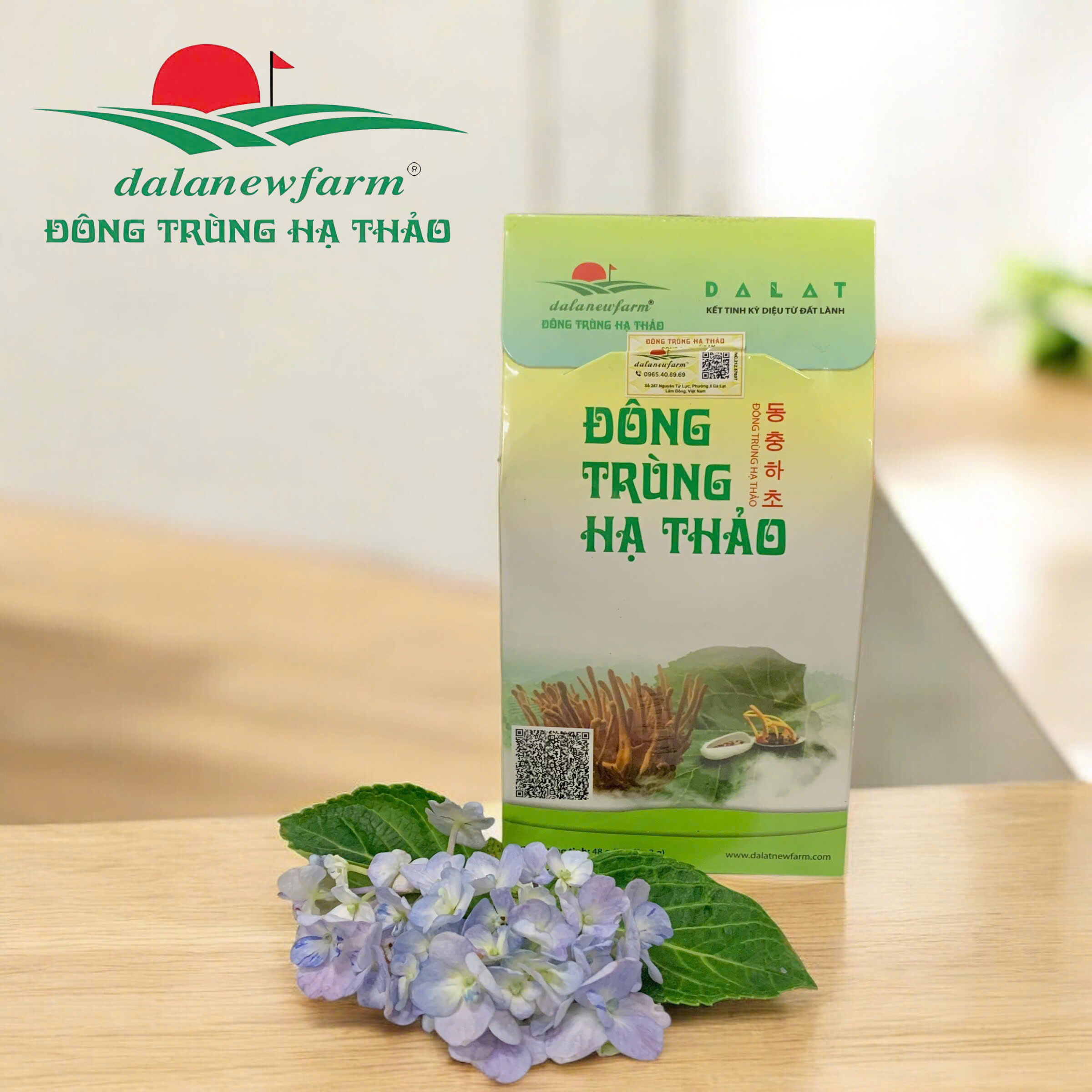 Trà đông trùng hạ thảo hộp xanh Dalanewfarm