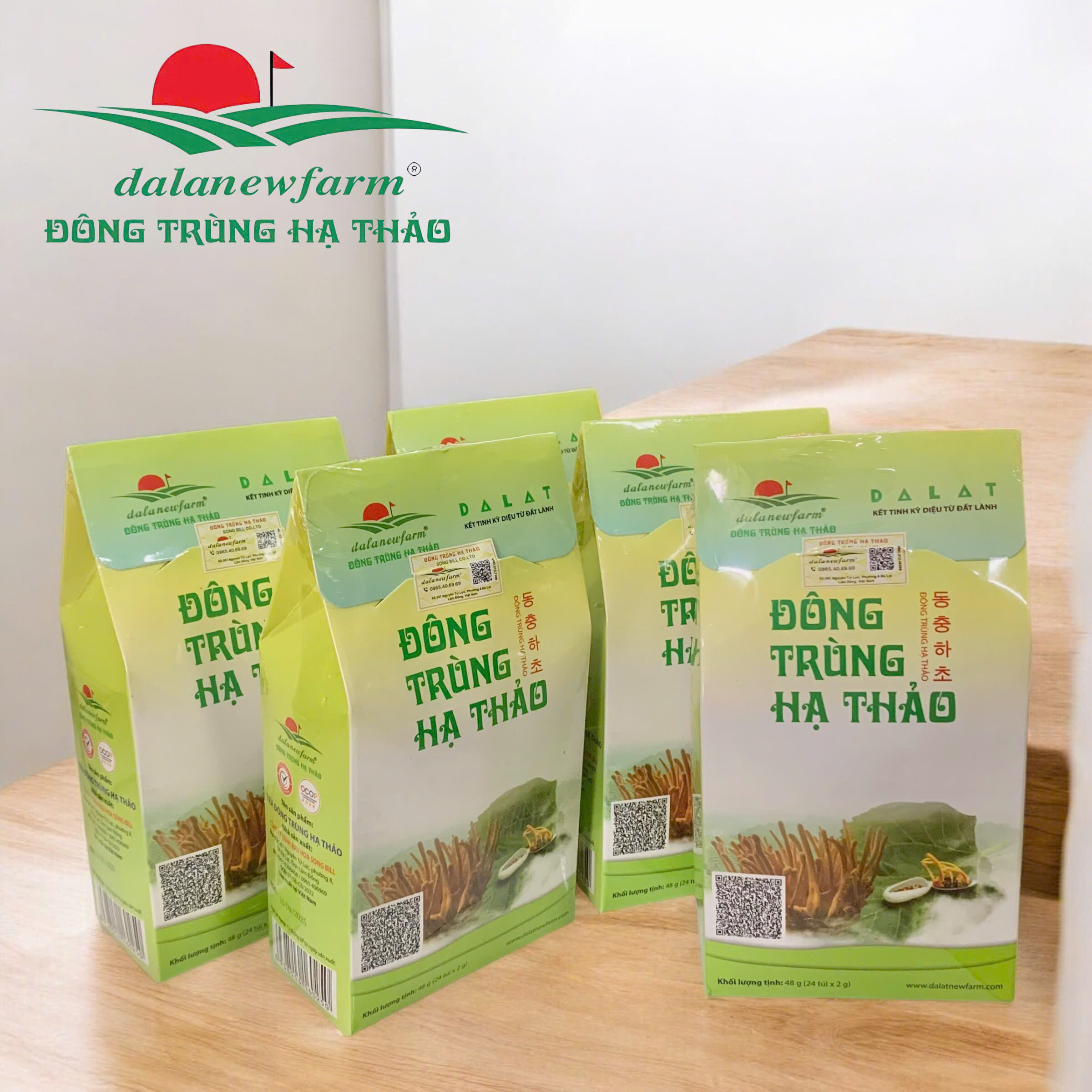 Trà đông trùng hạ thảo hộp xanh Dalanewfarm