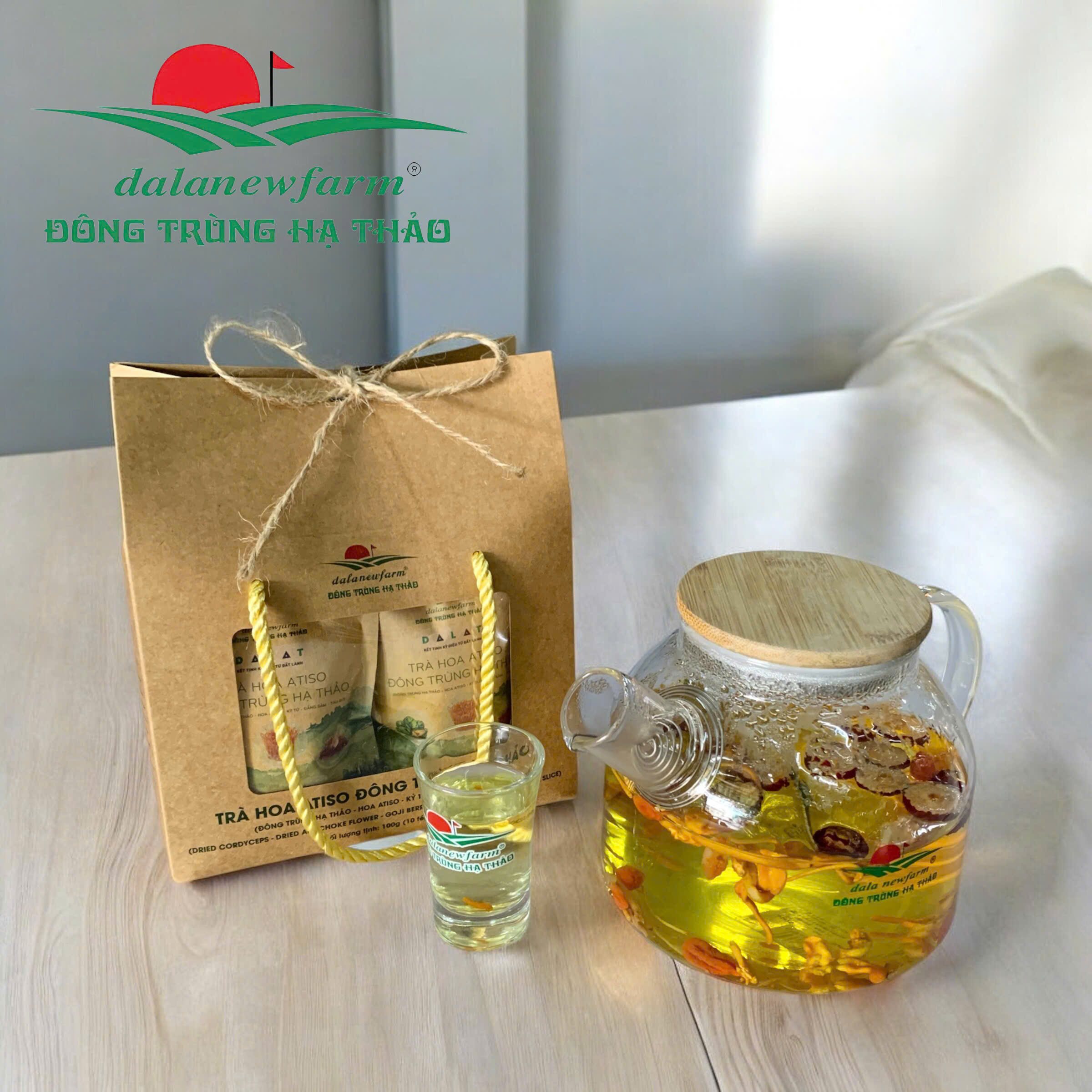 Trà hoa Atiso đông trùng hạ thảo Dalanewfarm