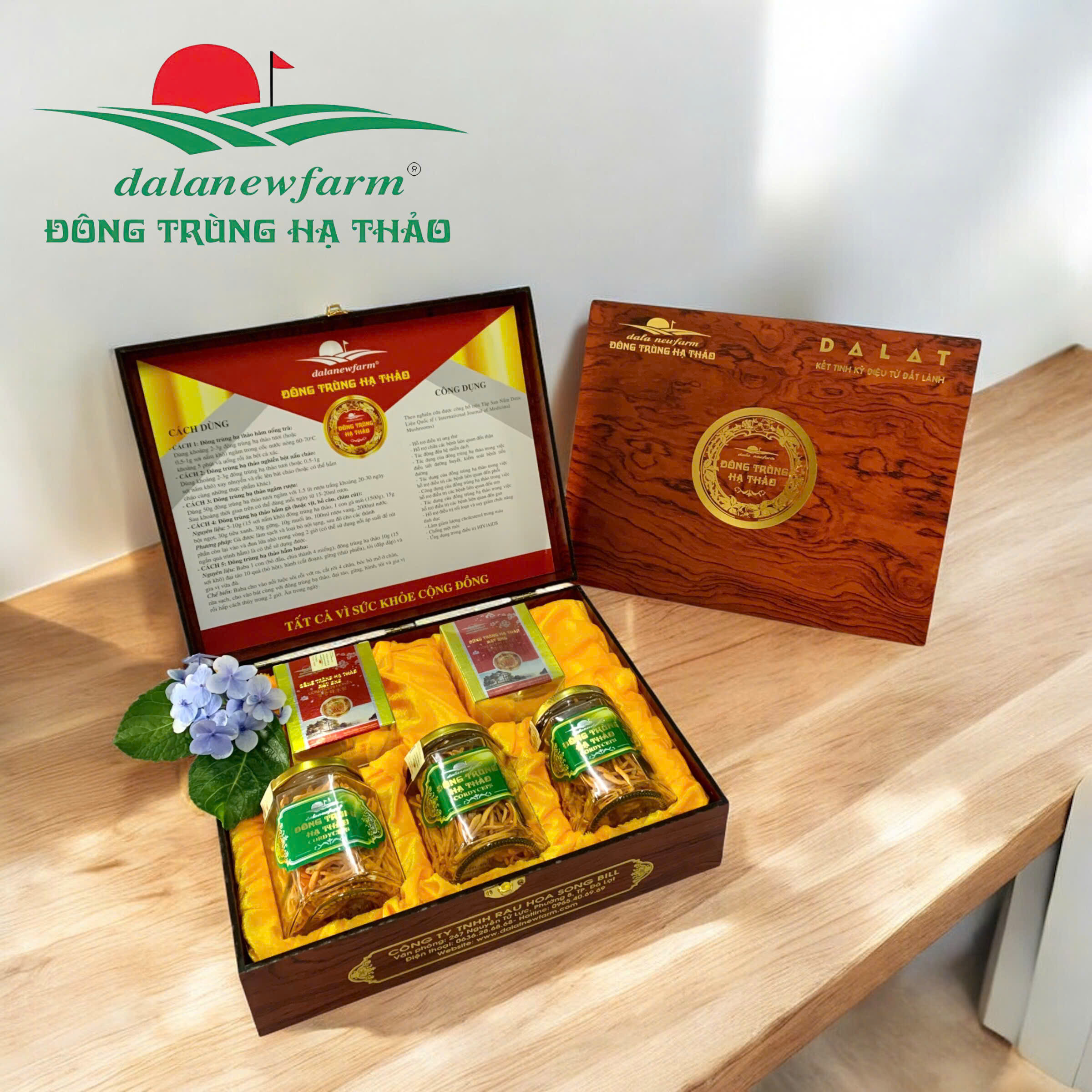 [ SET QUÀ TẶNG ] COMBO 3 hũ đông trùng hạ thảo 5g ( size 4 ) & 2 hũ đông trùng hạ thảo mật ong 180ml Dalanewfarm