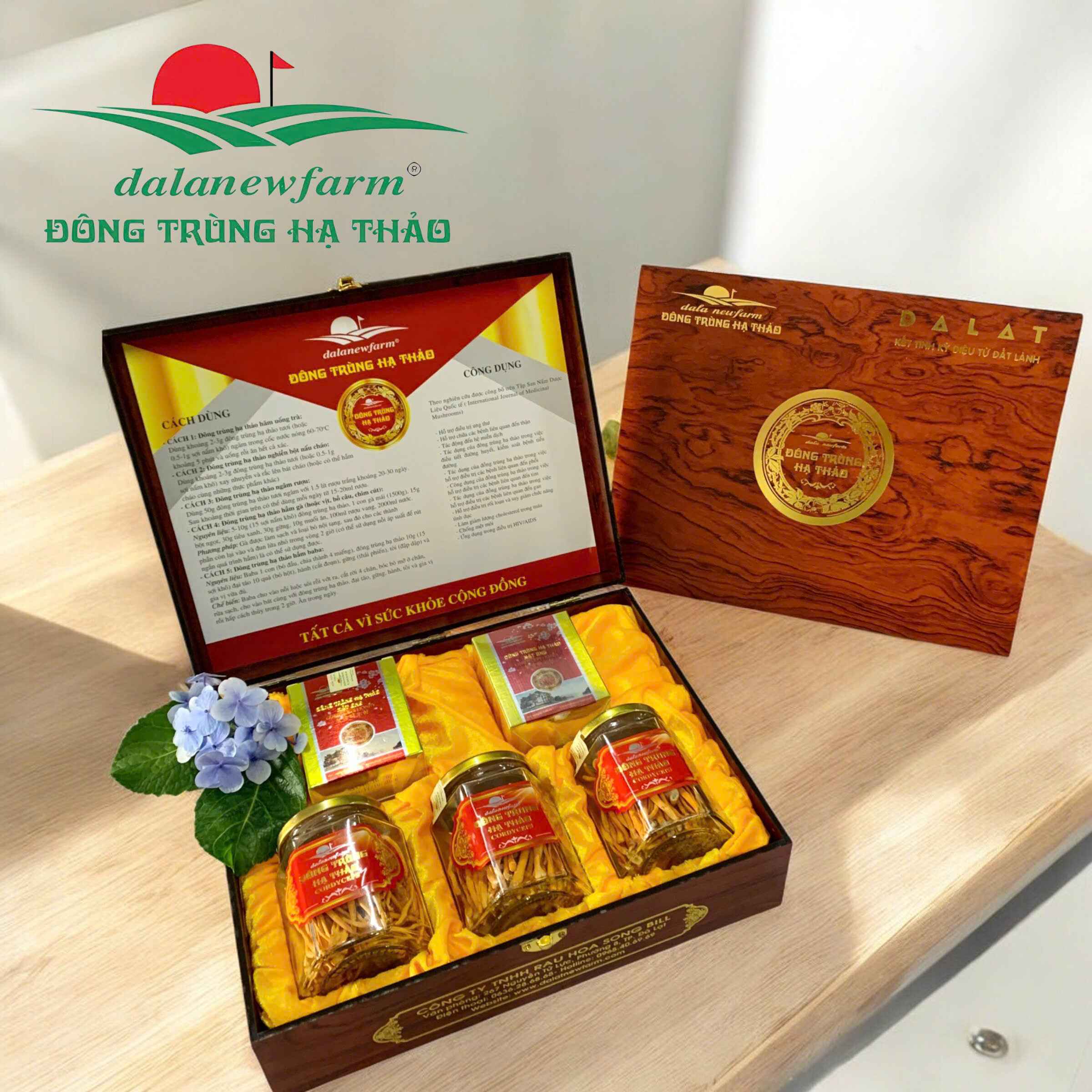 [ SET QUÀ TẶNG ] COMBO 3 hũ đông trùng hạ thảo 5gr ( size 3 ) + 2 hũ mật ong đông trùng hạ thảo 180ml Dalanewfarm