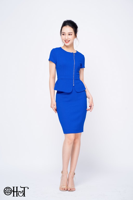 Set Áo Peplum Cổ Chữ U Kèm Chân Váy Bút Chì NK Fashion Dáng Công Sở,