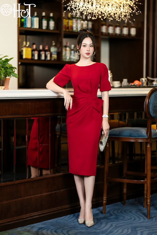 Đầm ôm nơ eo gạo HQ Đ.đô