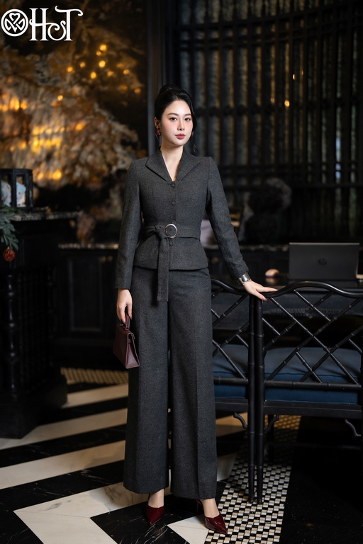 Vest dài tay p.đai dạ x.cá Xám