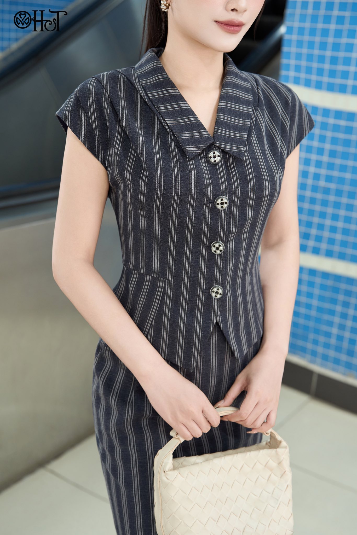 áo cổ sen Đũi x­ớc Kẻ Tthan