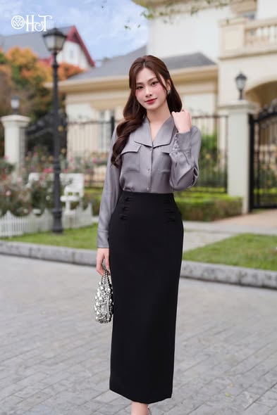 ASM dtay cổ sam túi hộp Ghi