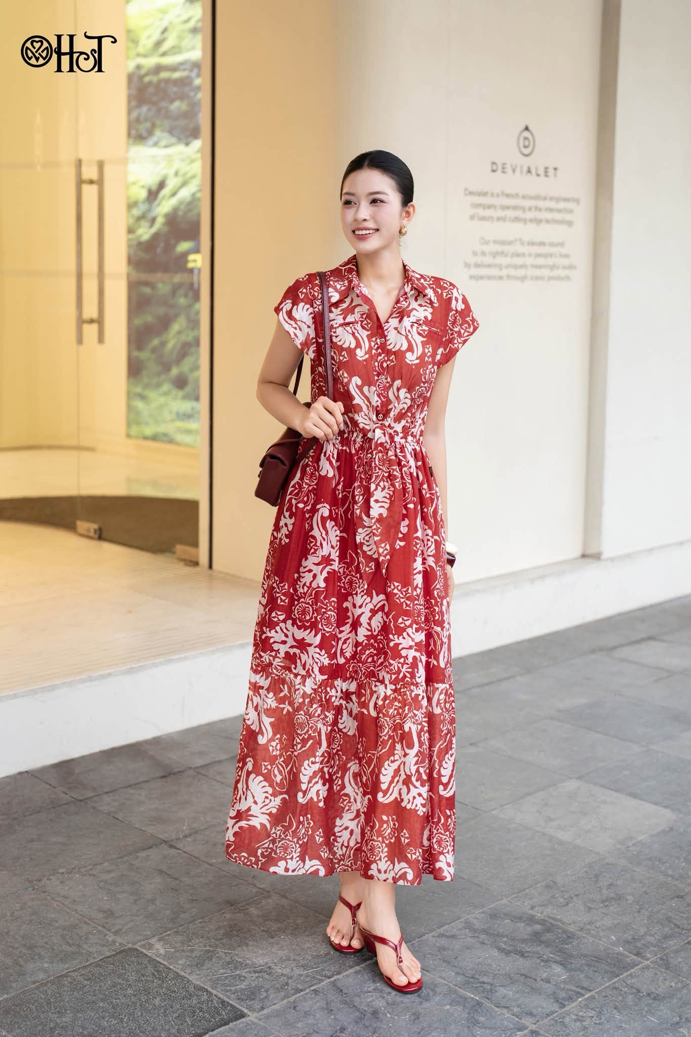 Đầm buộc eo Tơ Boi Bã trầu