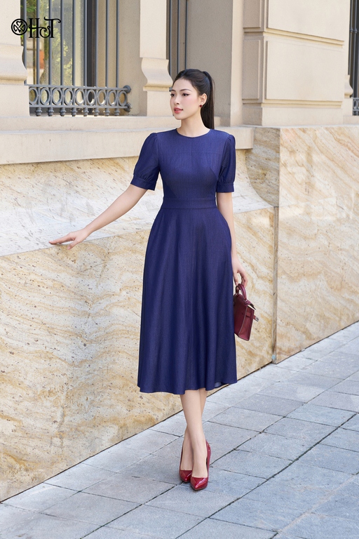 Đầm 1 lớp có túi vải bò X.than