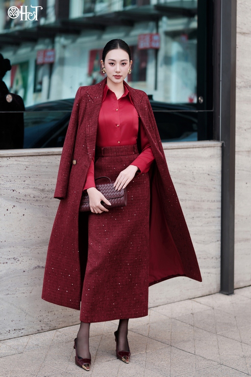 Juyp dài sb dạ tweed kt Đỏ