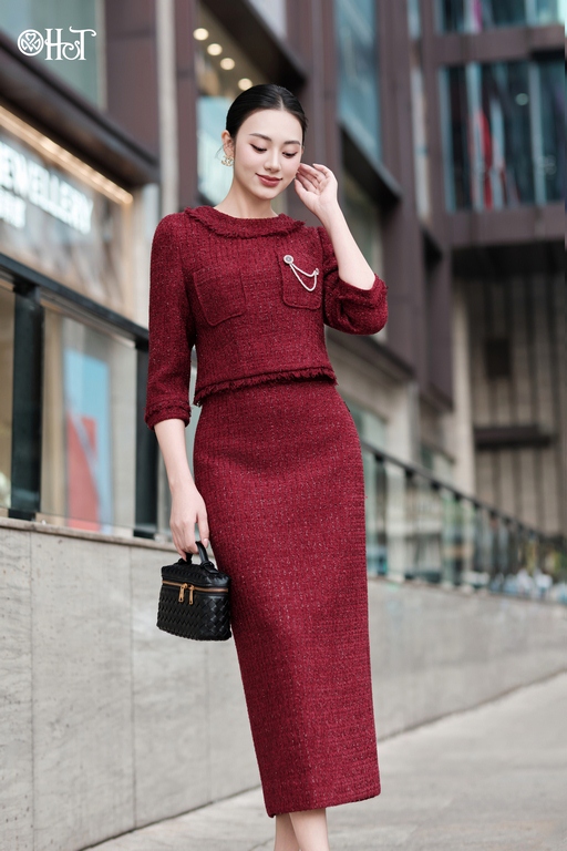 Juyt sb cạp tuarua Tweed Đỏ