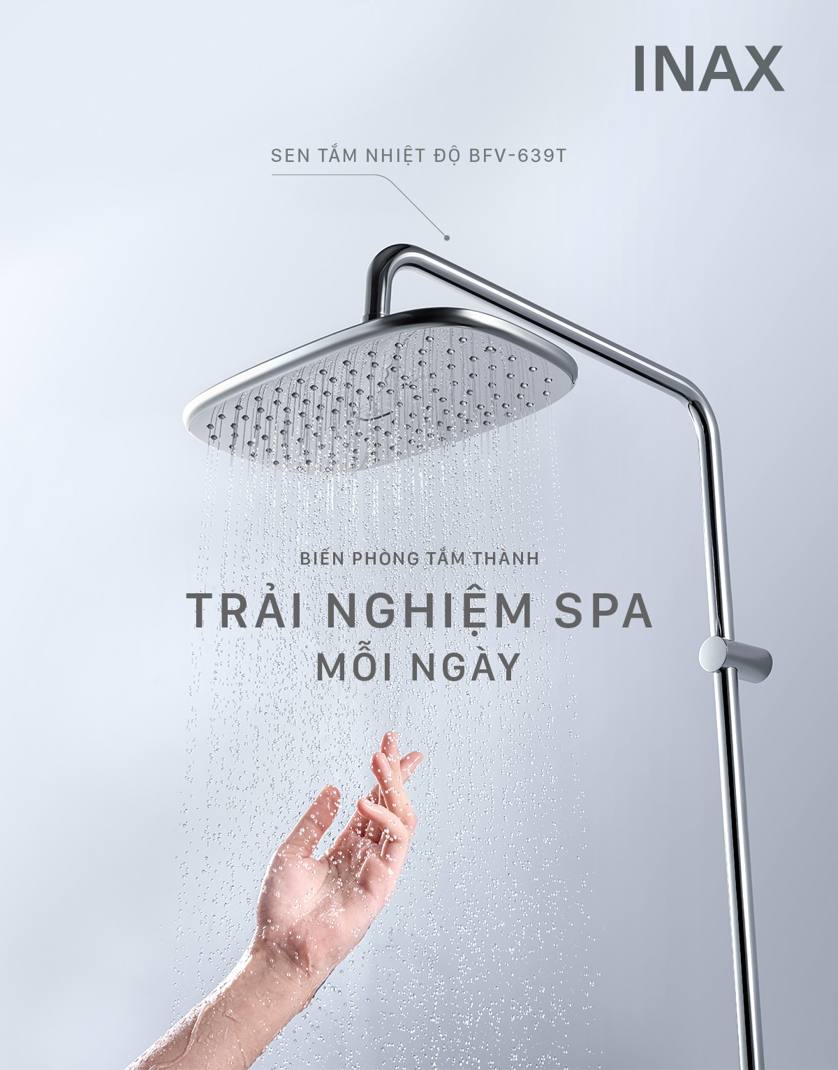 Biến phòng tắm thành trải nghiệm spa mỗi ngày cùng sen tắm cây INAX BFV-639T