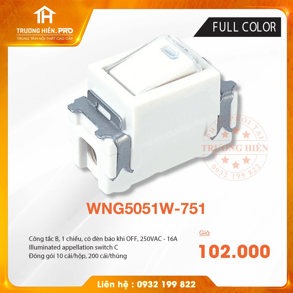 CÔNG TẮC B  FULL COLOR WHITE PANASONIC WNG5051W-751